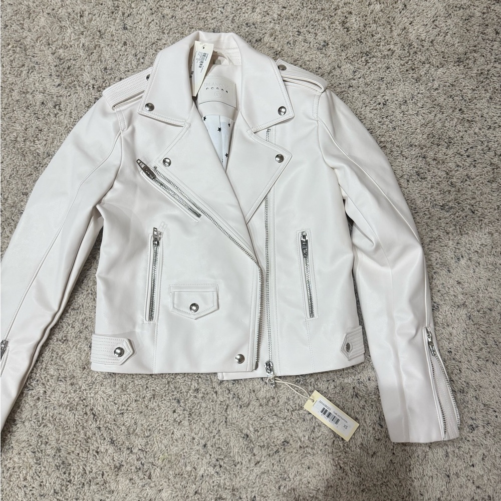 Blank NYC White Leather Biker Jacket